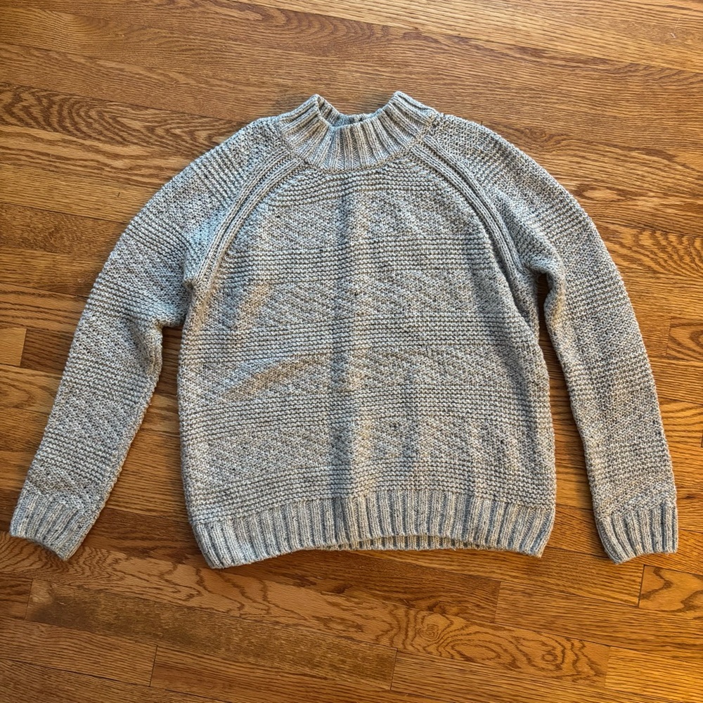 Gray Prana Cable Knit Chunky Sweater